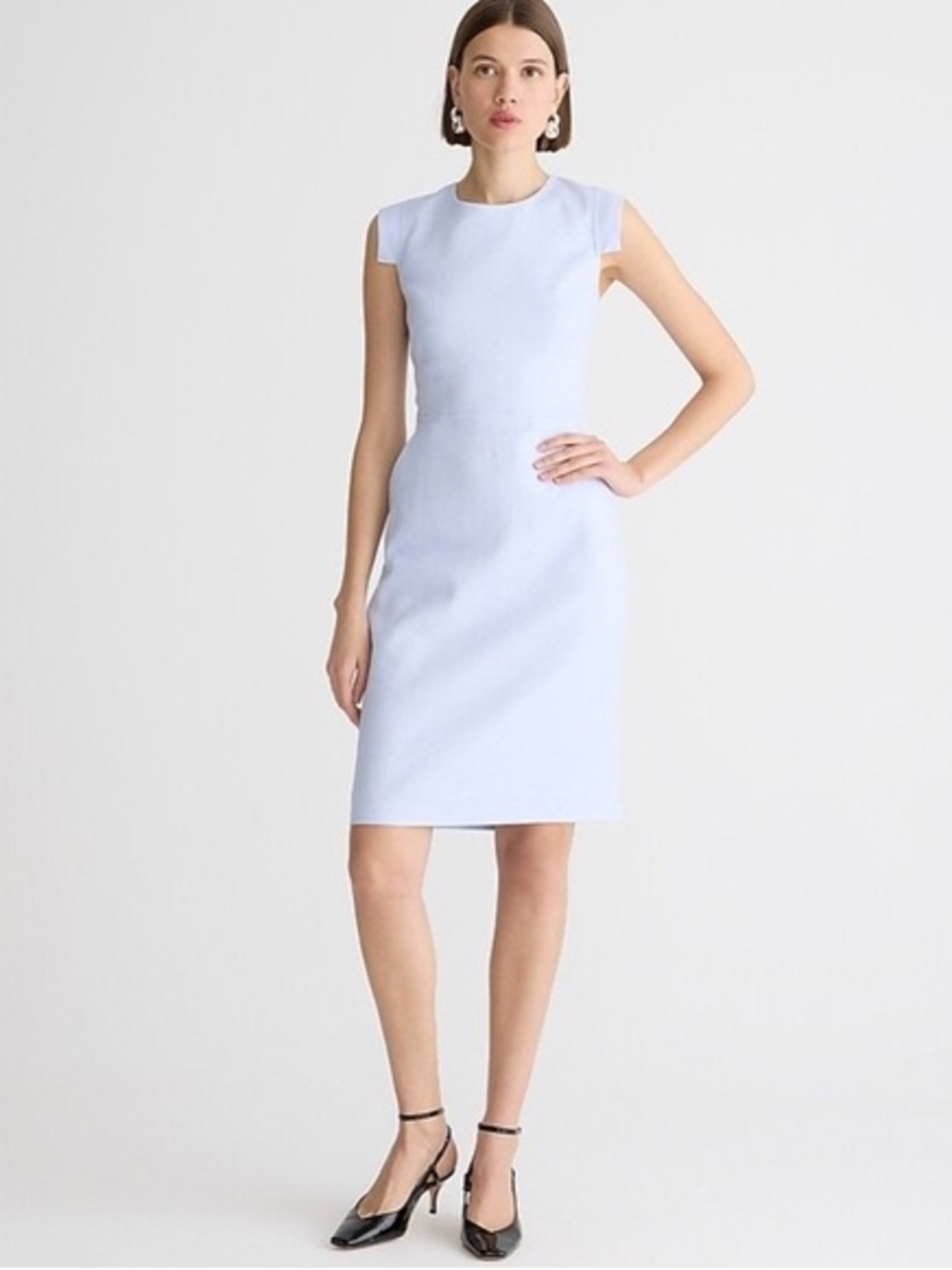 NWT J. Crew Resume Dress in Stretch Linen Blend. Light Blue  Sheath Dress, S 4 - Picture 4 of 9